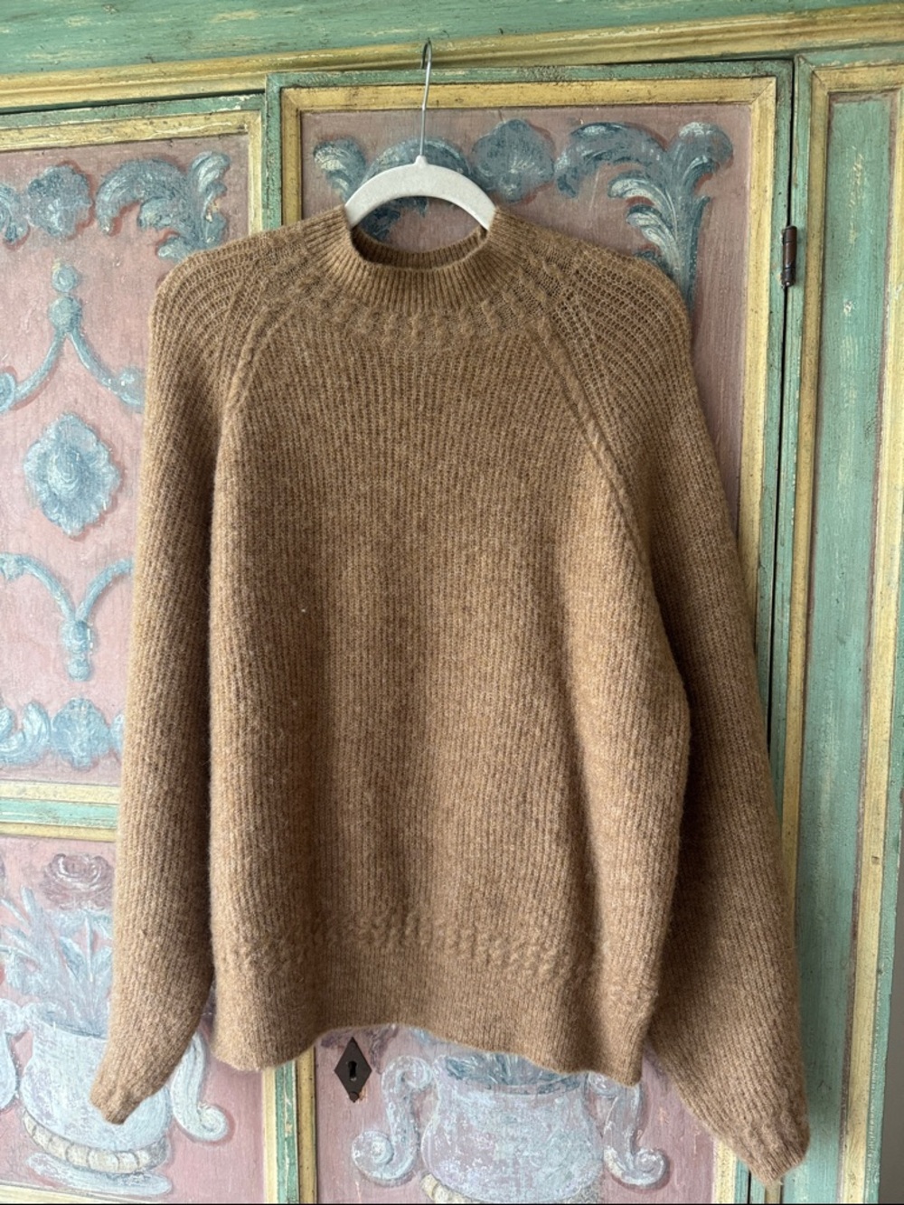 Sezane Cozy Camel Brown Crewneck Sweater